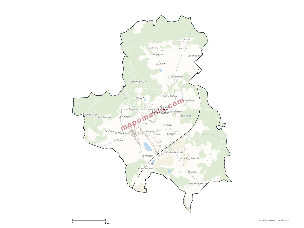 Carte de La Jonchère-Saint-Maurice à personnaliser