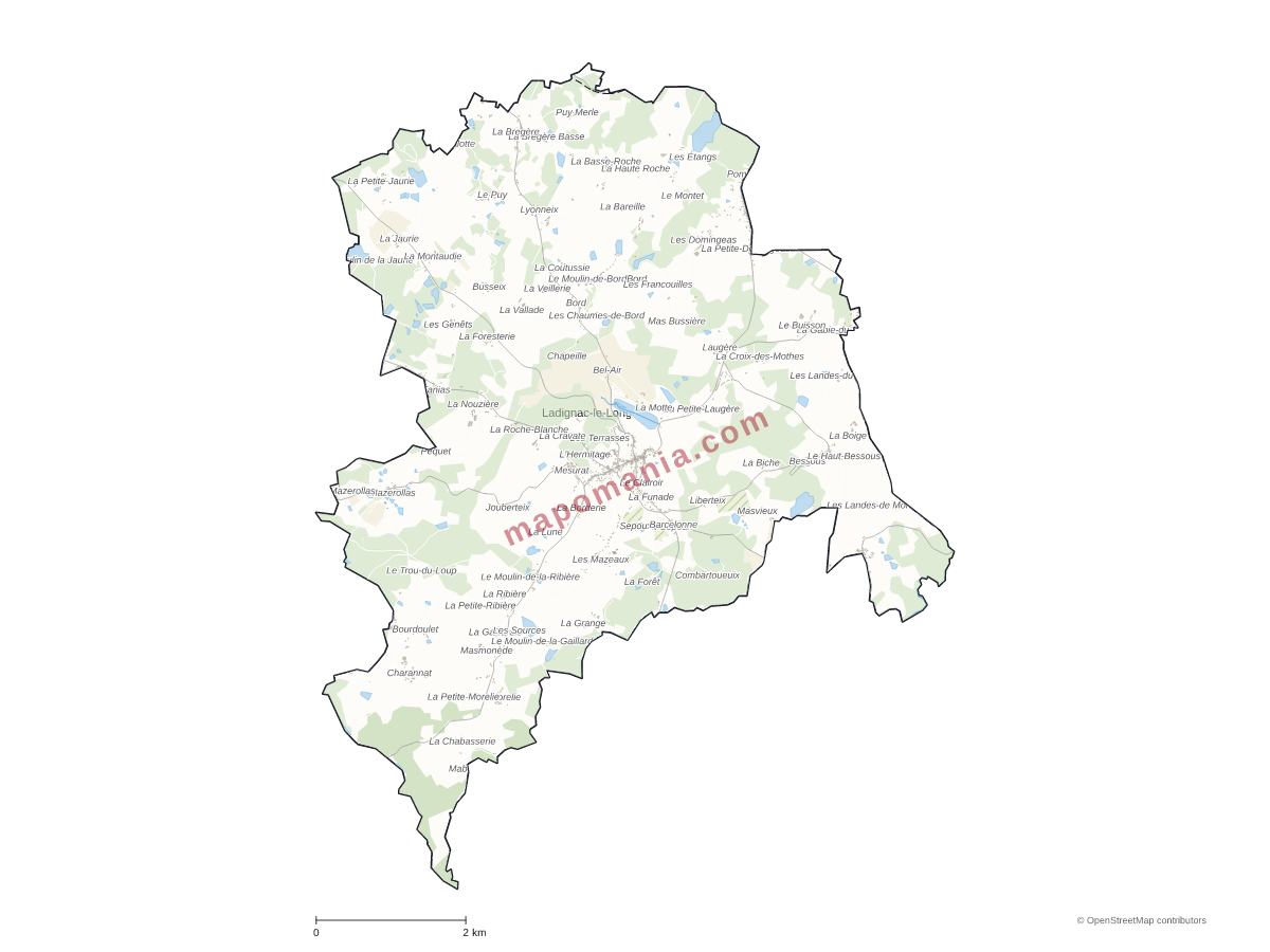 Carte de Ladignac-le-Long à personnaliser
