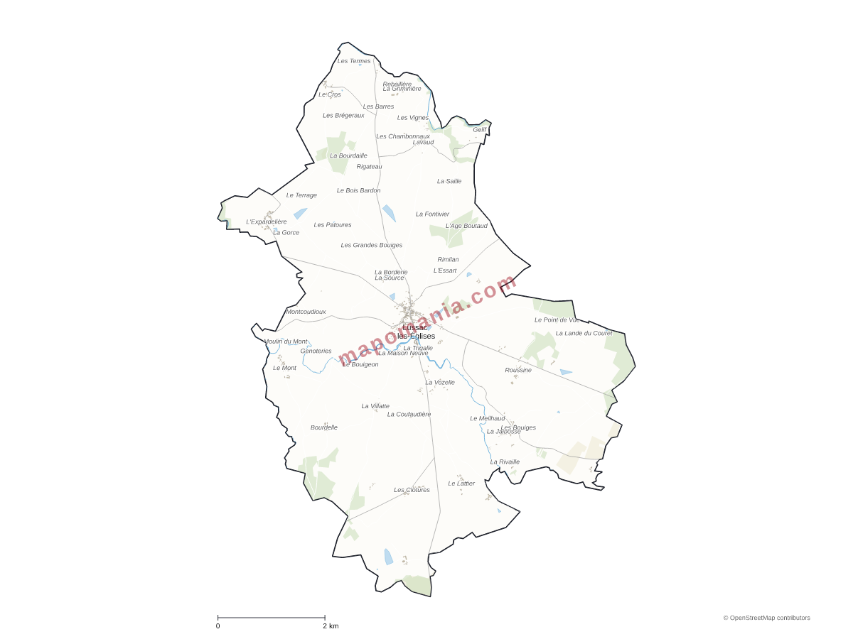 Carte de Lussac-les-Églises à personnaliser