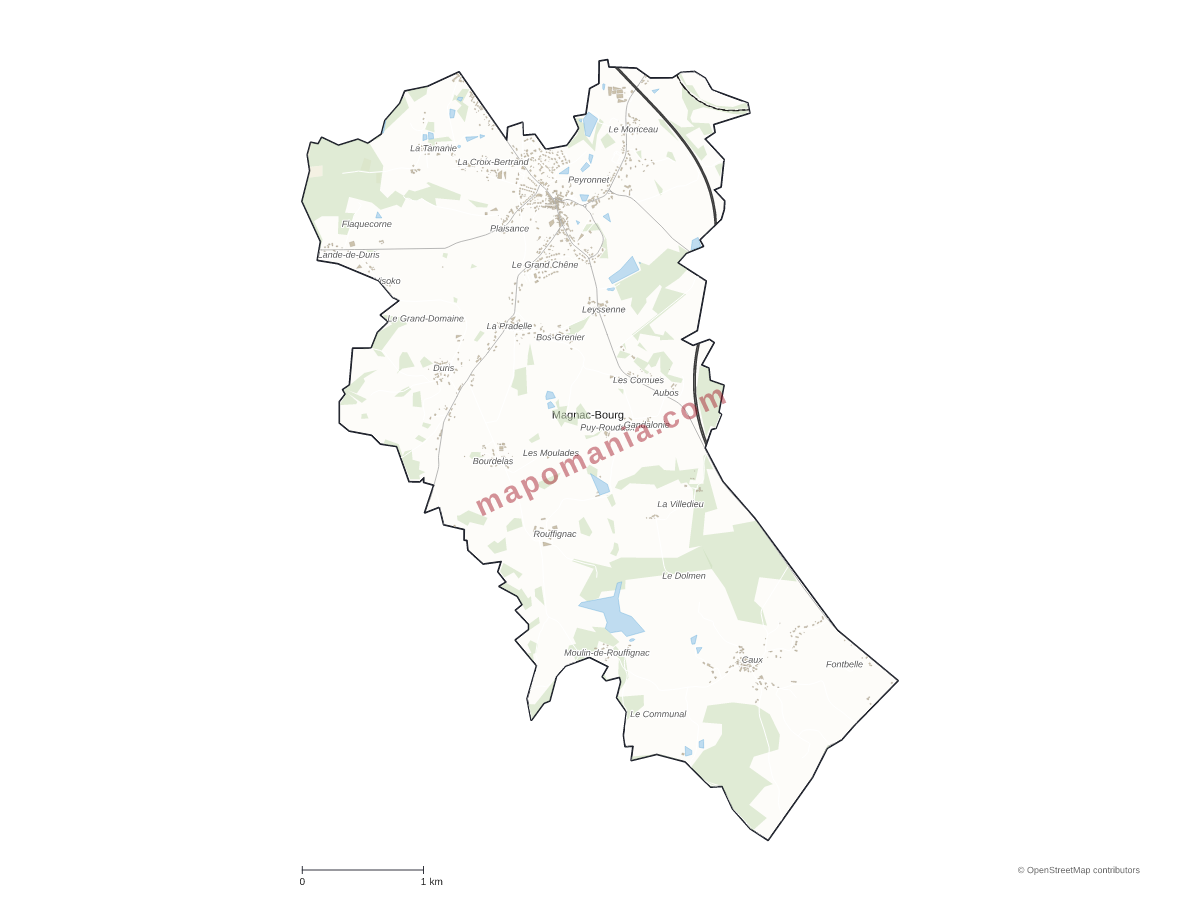 Carte de Magnac-Bourg à personnaliser