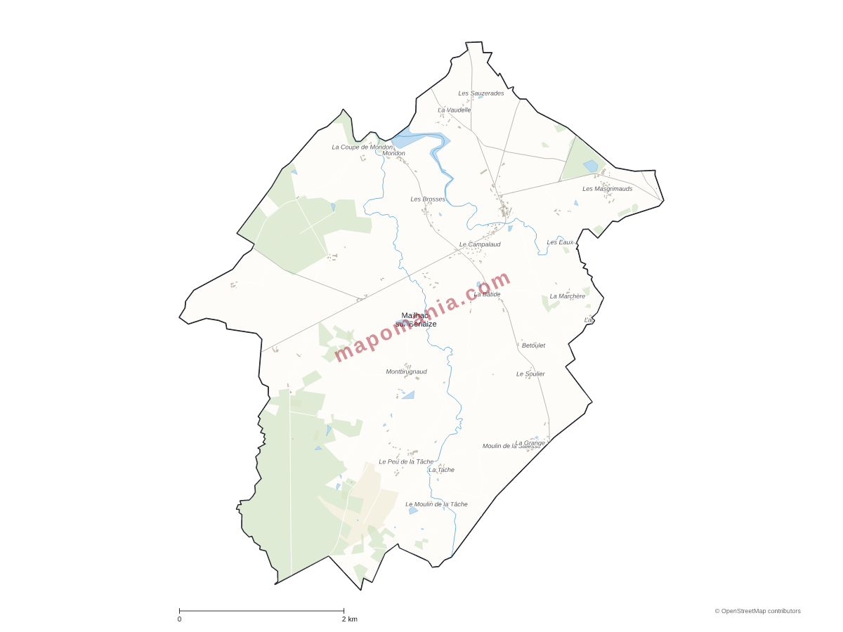 Carte de Mailhac-sur-Benaize à personnaliser