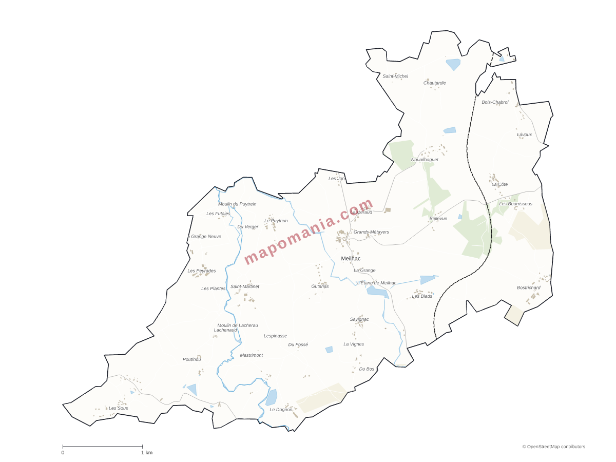 Carte de Meilhac à personnaliser