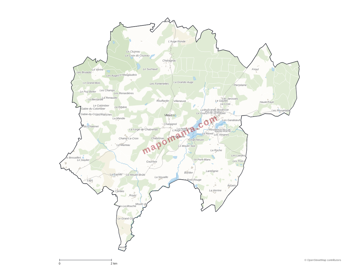 Carte de Meuzac à personnaliser
