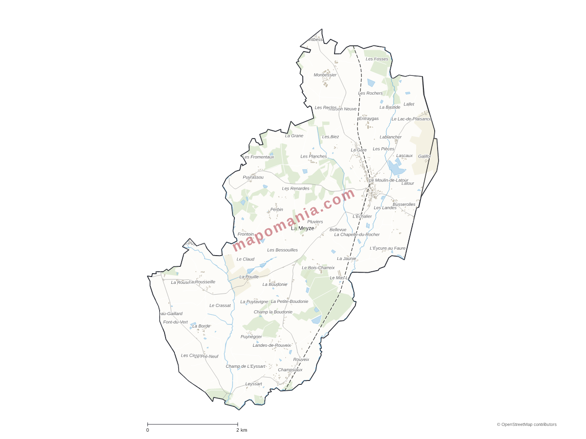 Carte de La Meyze à personnaliser