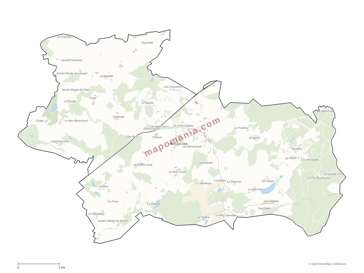 Carte de Moissannes à personnaliser