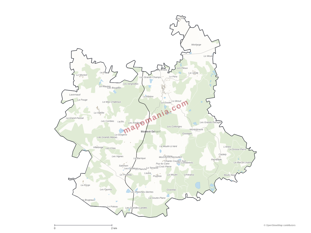 Carte de Montrol-Sénard à personnaliser