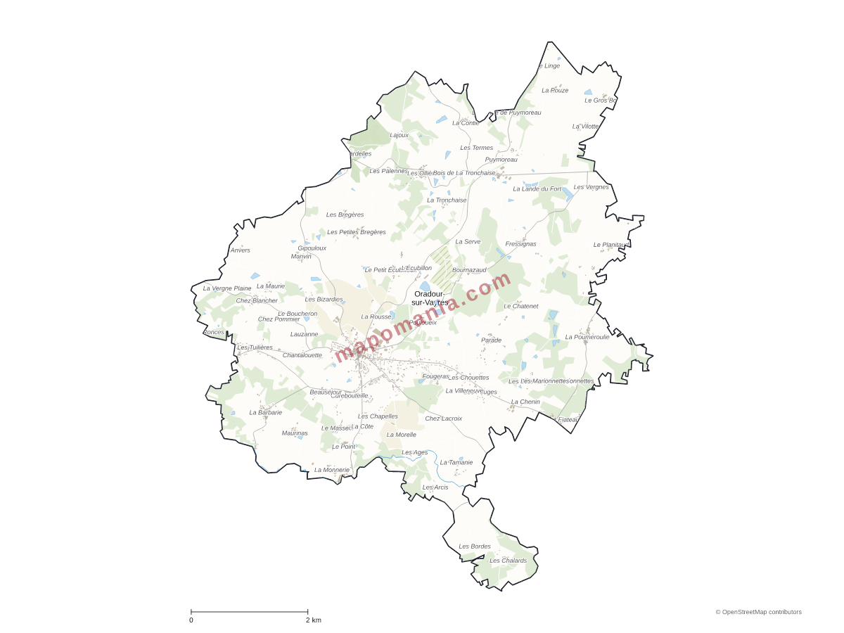Carte de Oradour-sur-Vayres à personnaliser