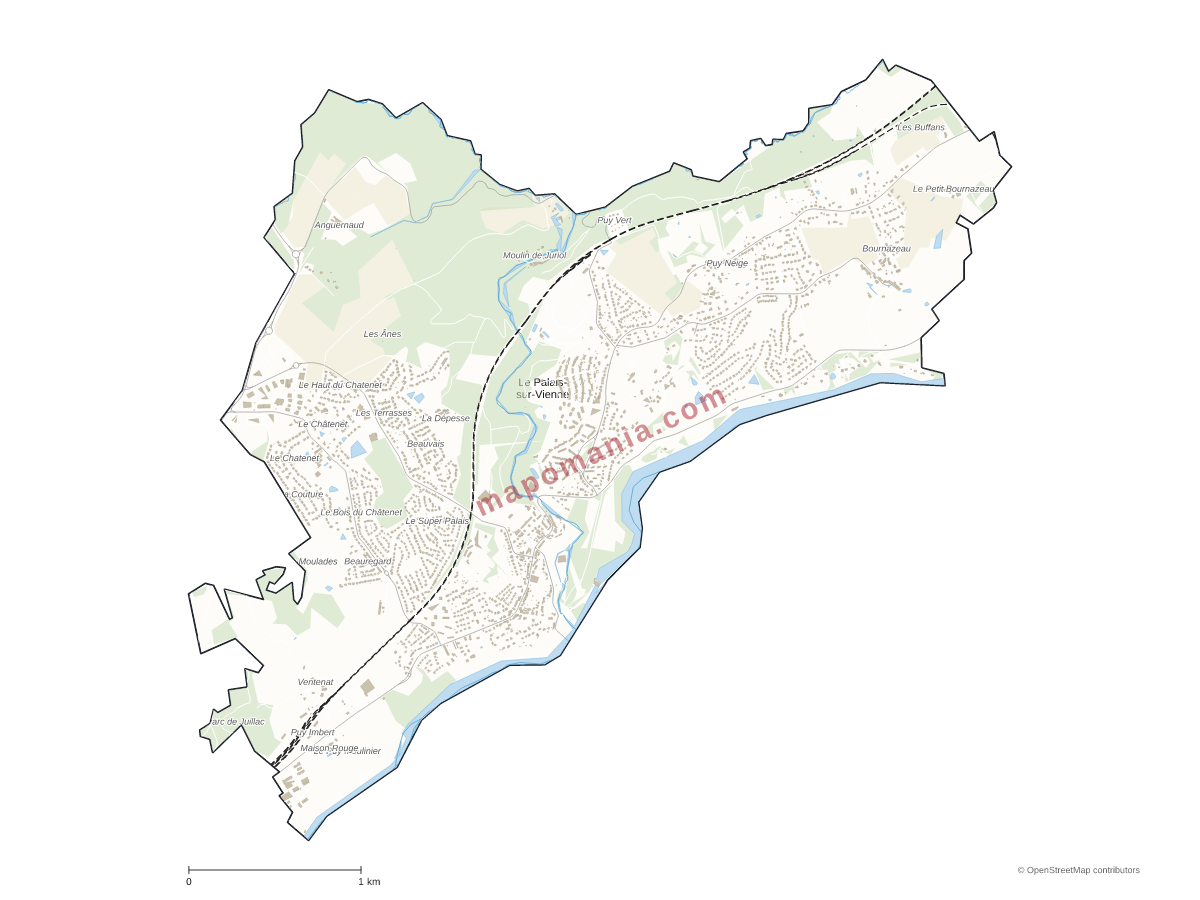 Carte de Le Palais-sur-Vienne à personnaliser