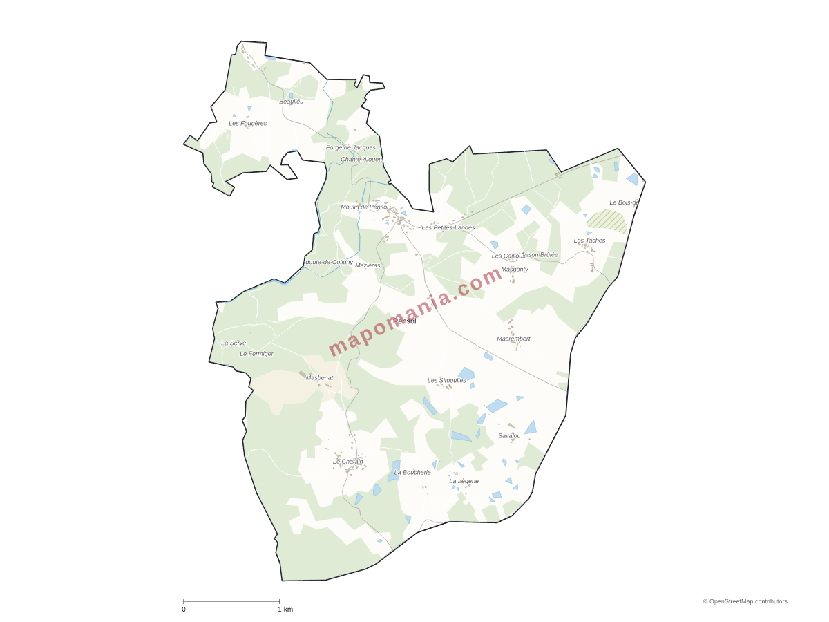Carte de Pensol à personnaliser