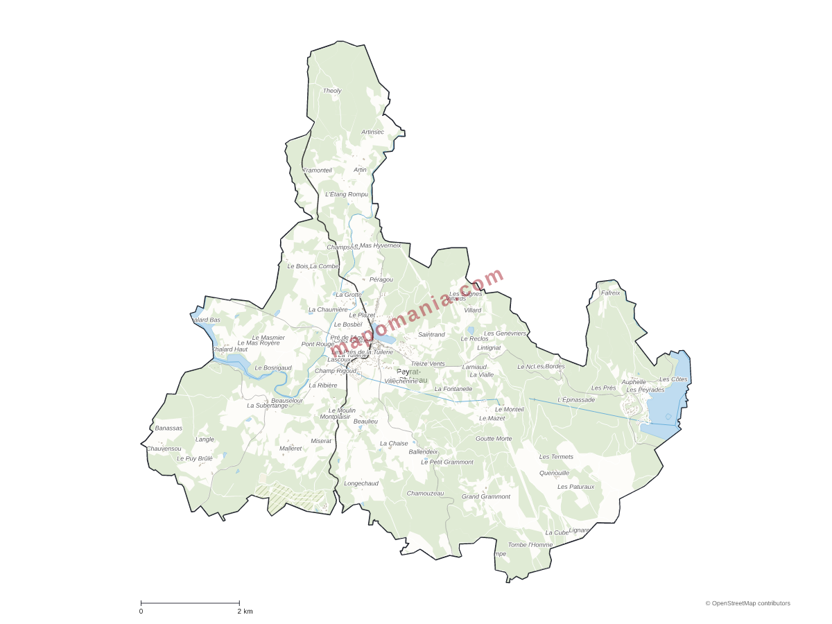 Carte de Peyrat-le-Château à personnaliser
