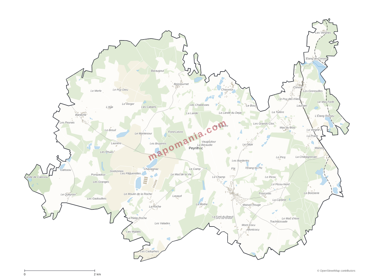 Carte de Peyrilhac à personnaliser