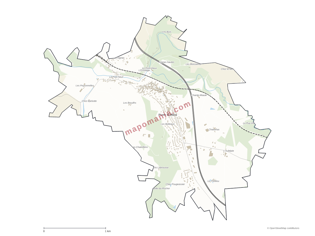 Carte de Pierre-Buffière à personnaliser