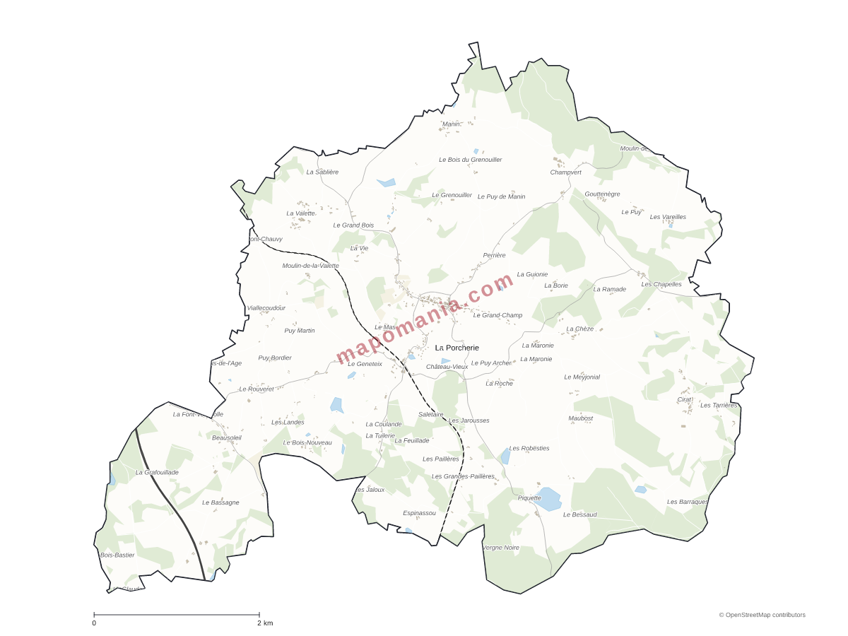 Carte de La Porcherie à personnaliser