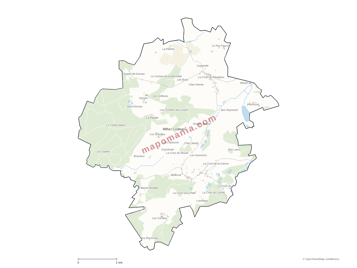 Carte de Rilhac-Lastours à personnaliser