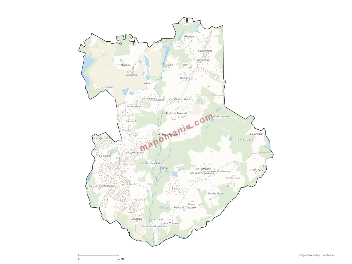 Carte de Rilhac-Rancon à personnaliser