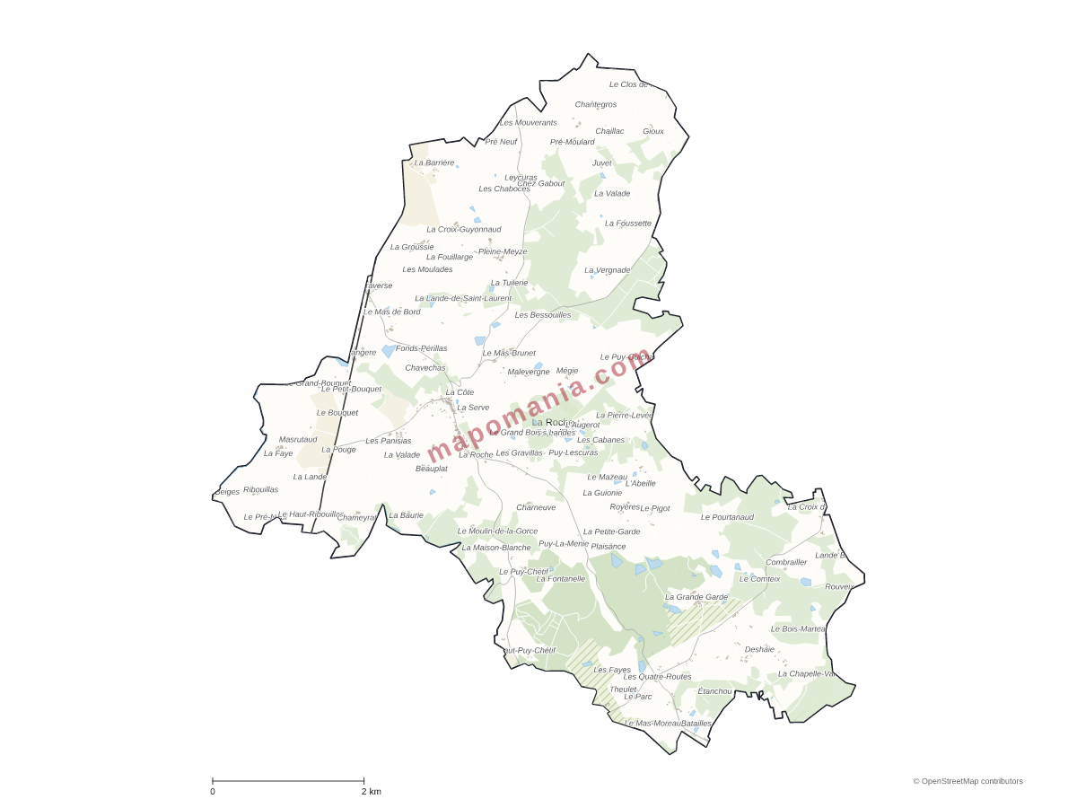 Carte de La Roche-l'Abeille à personnaliser