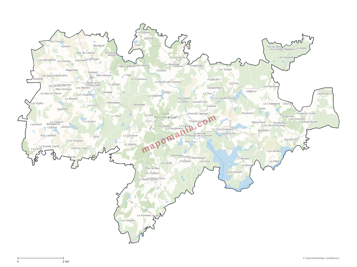 Carte de Saint-Pardoux-le-Lac à personnaliser