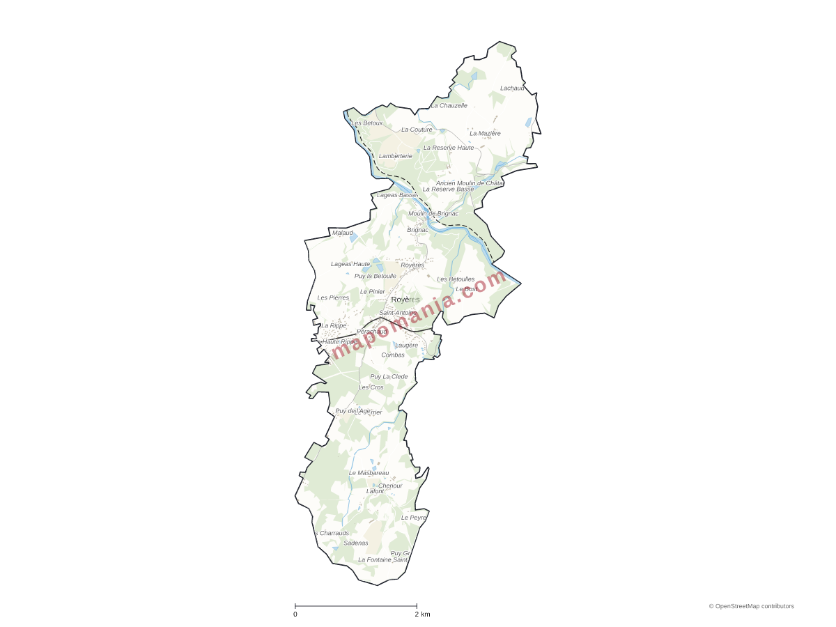 Carte de Royères à personnaliser