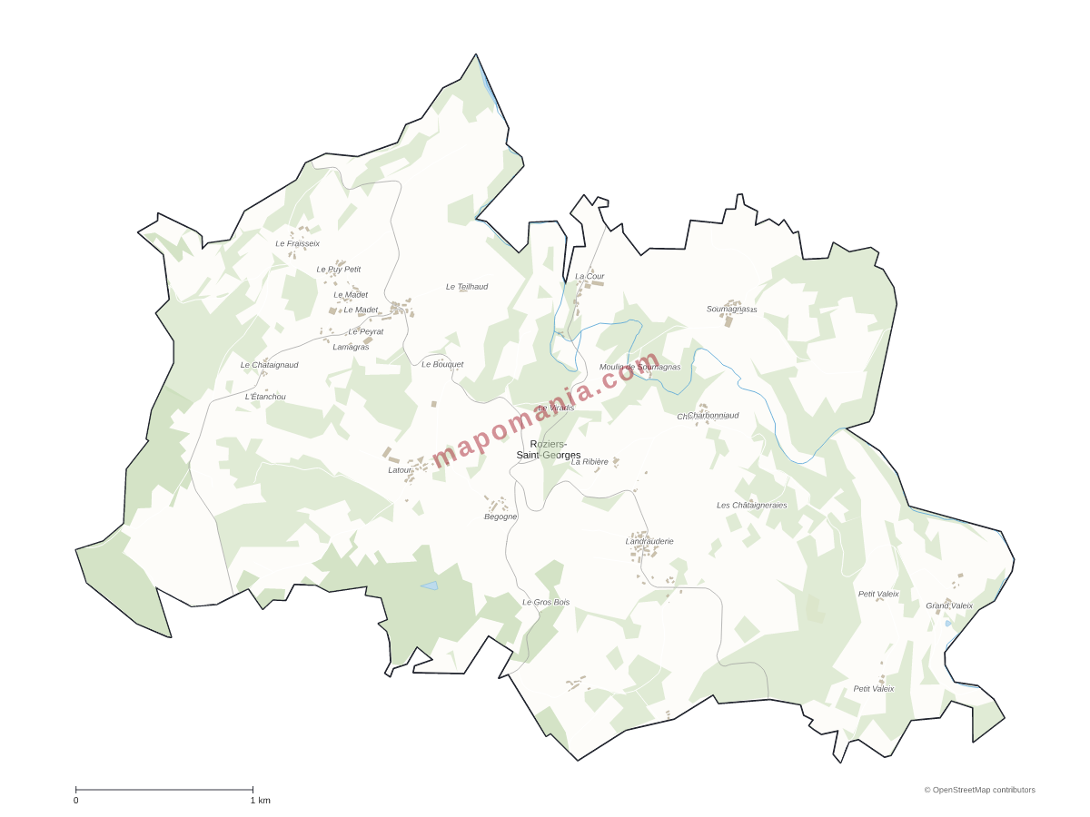 Carte de Roziers-Saint-Georges à personnaliser