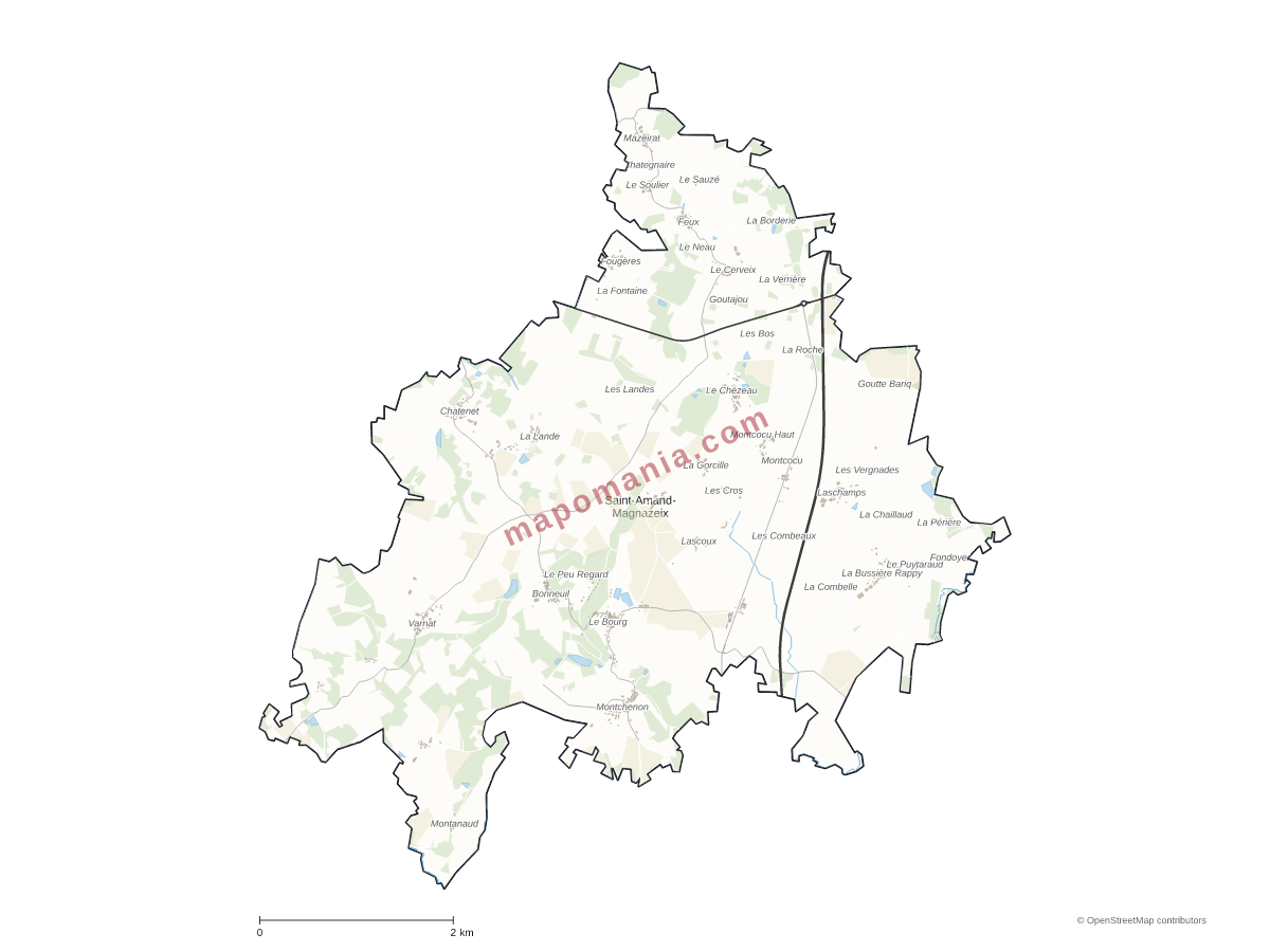 Carte de Saint-Amand-Magnazeix à personnaliser