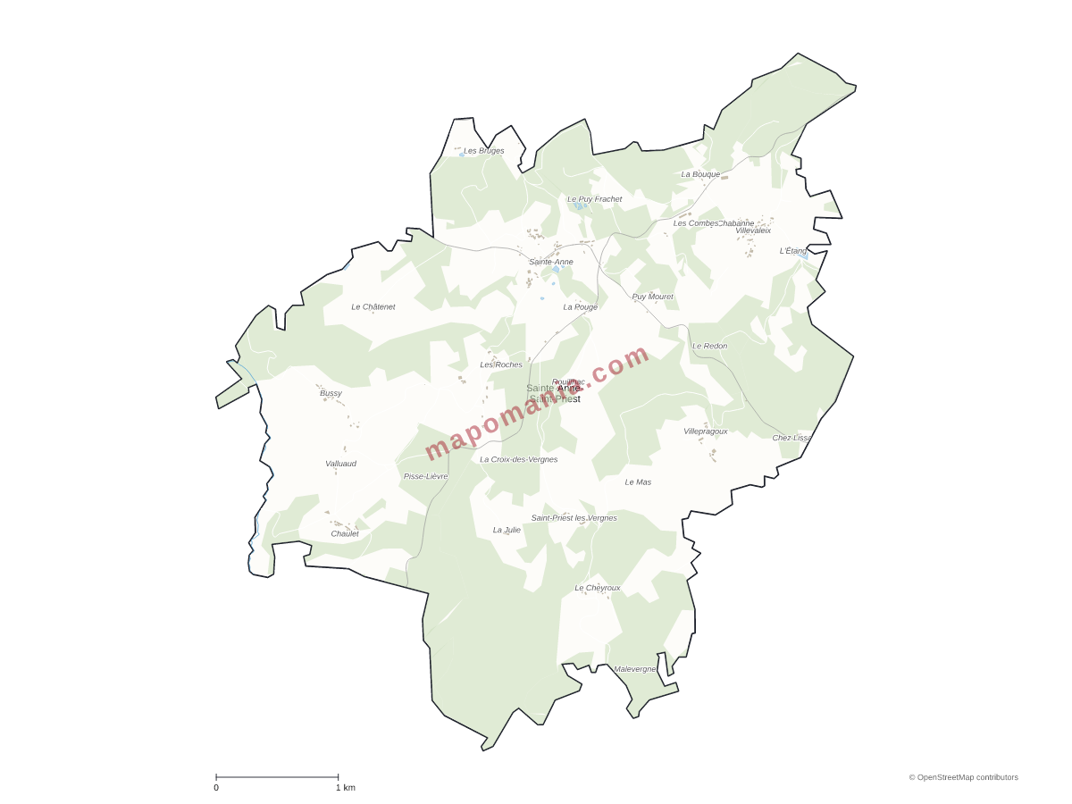 Carte de Sainte-Anne-Saint-Priest à personnaliser