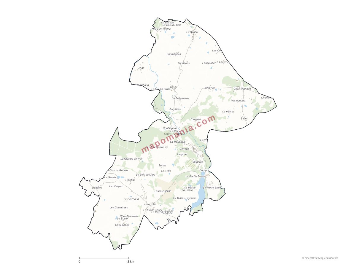 Carte de Saint-Auvent à personnaliser