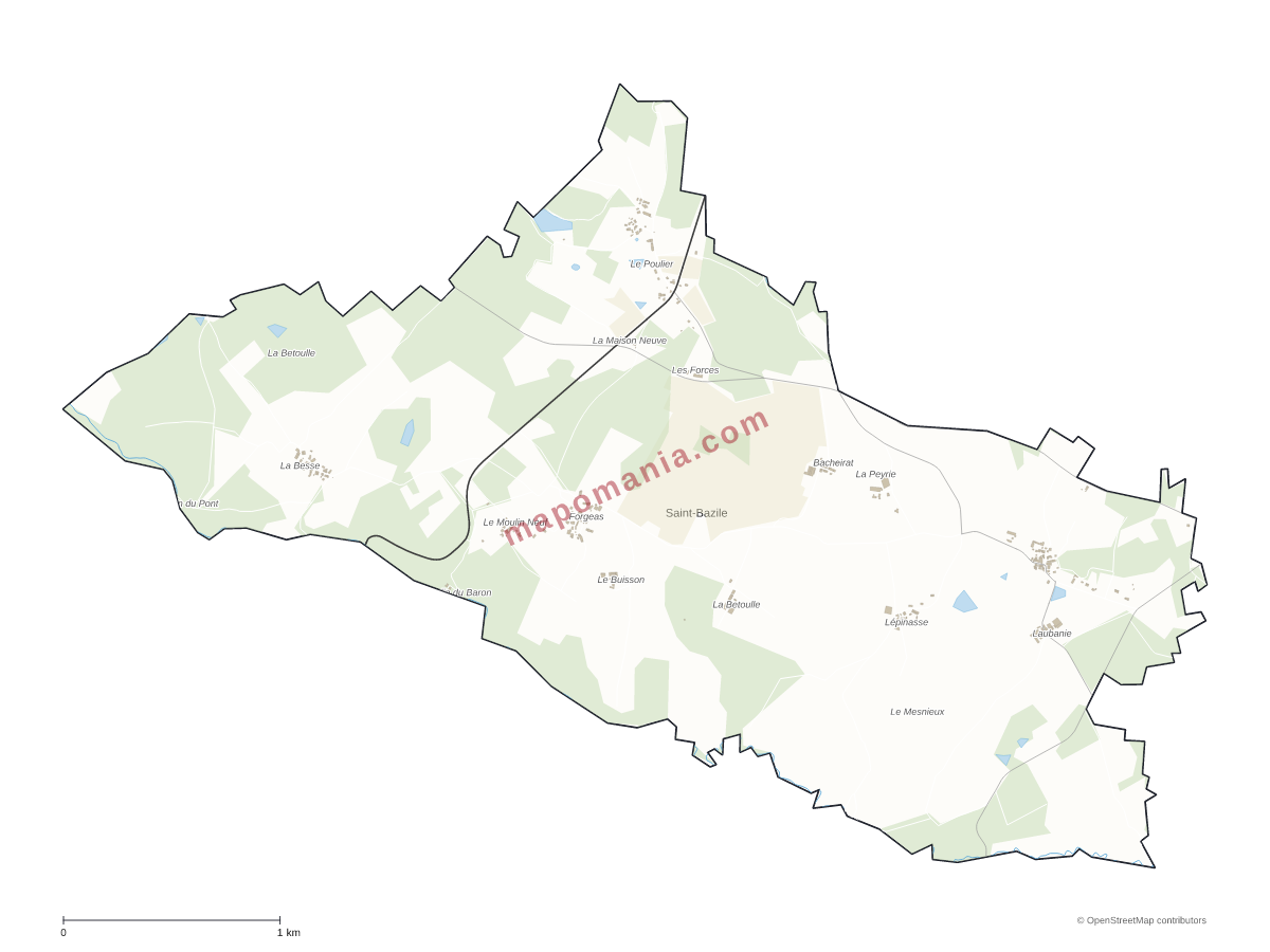 Carte de Saint-Bazile à personnaliser