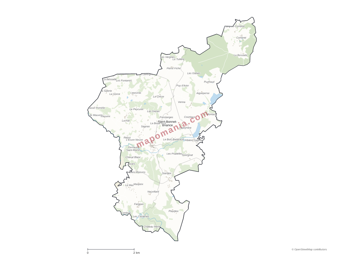 Carte de Saint-Bonnet-Briance à personnaliser