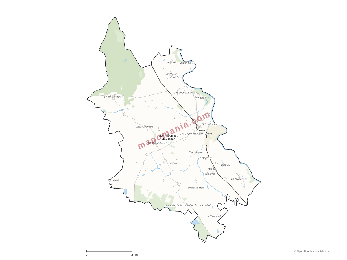 Carte de Saint-Bonnet-de-Bellac à personnaliser
