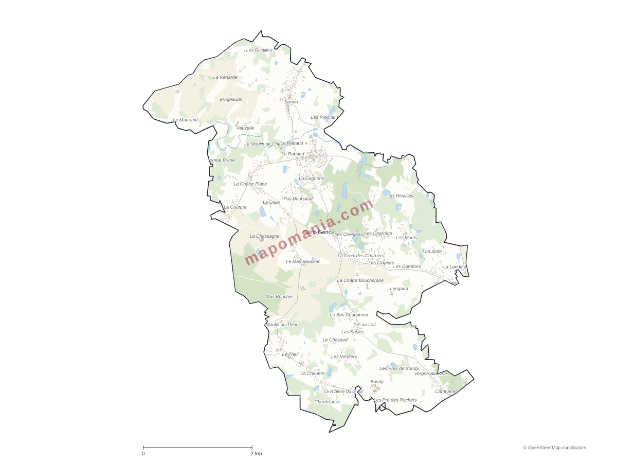 Carte de Saint-Gence à personnaliser