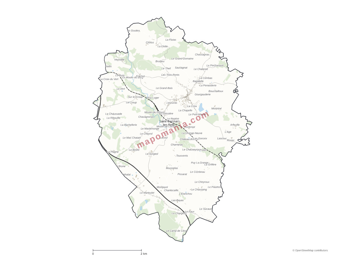 Carte de Saint-Germain-les-Belles à personnaliser