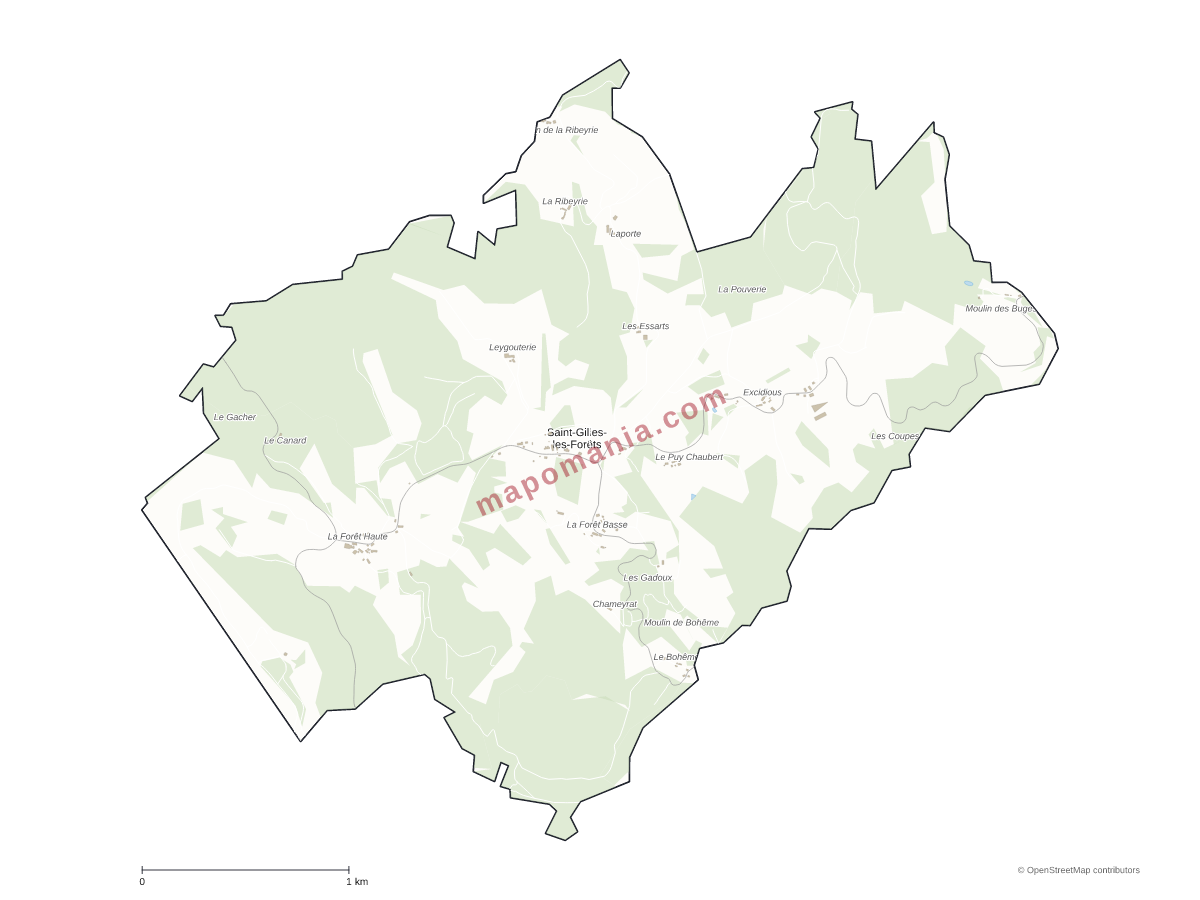 Carte de Saint-Gilles-les-Forêts à personnaliser