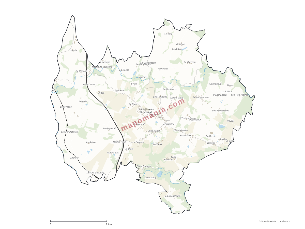 Carte de Saint-Hilaire-Bonneval à personnaliser