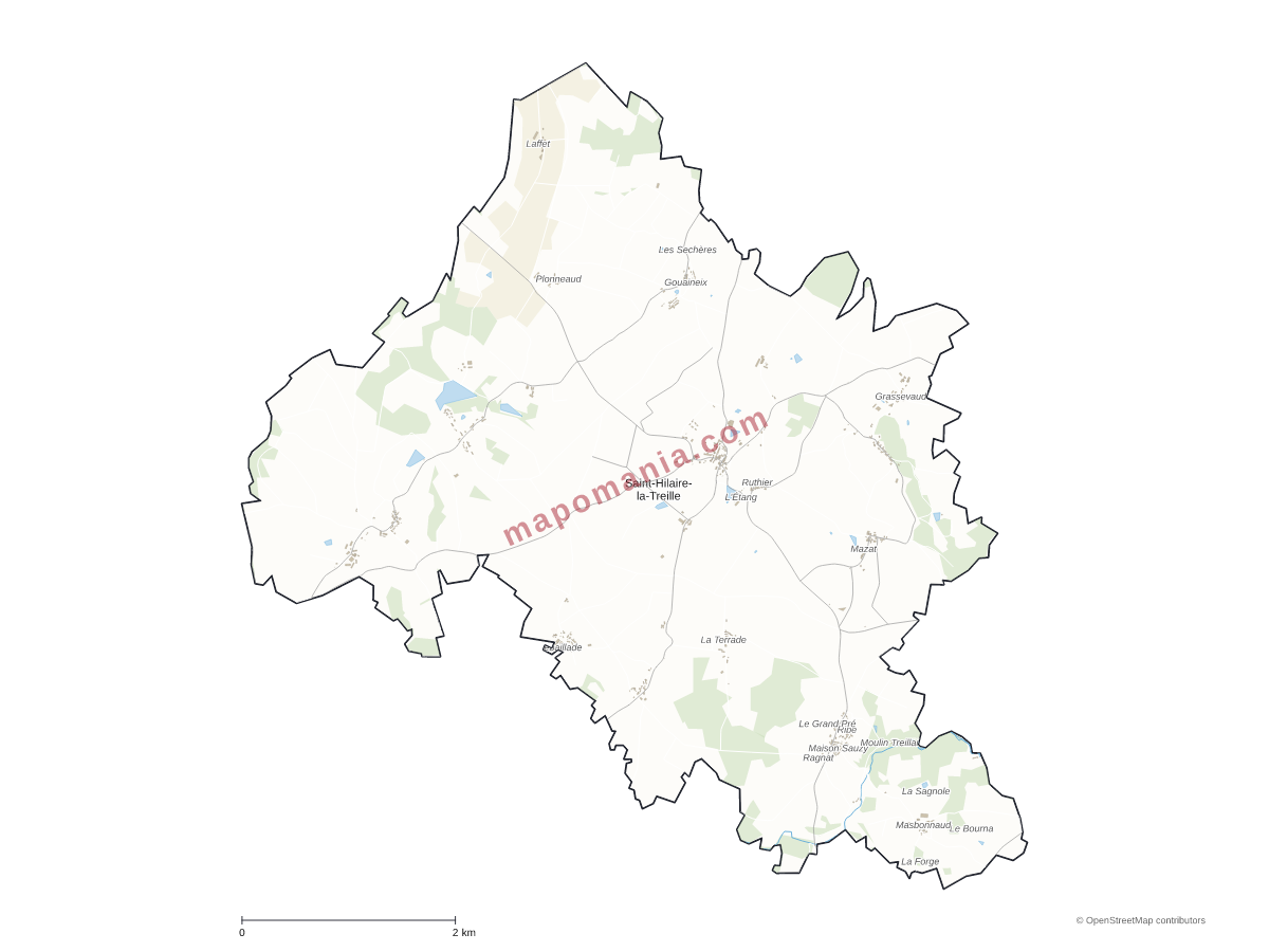 Carte de Saint-Hilaire-la-Treille à personnaliser