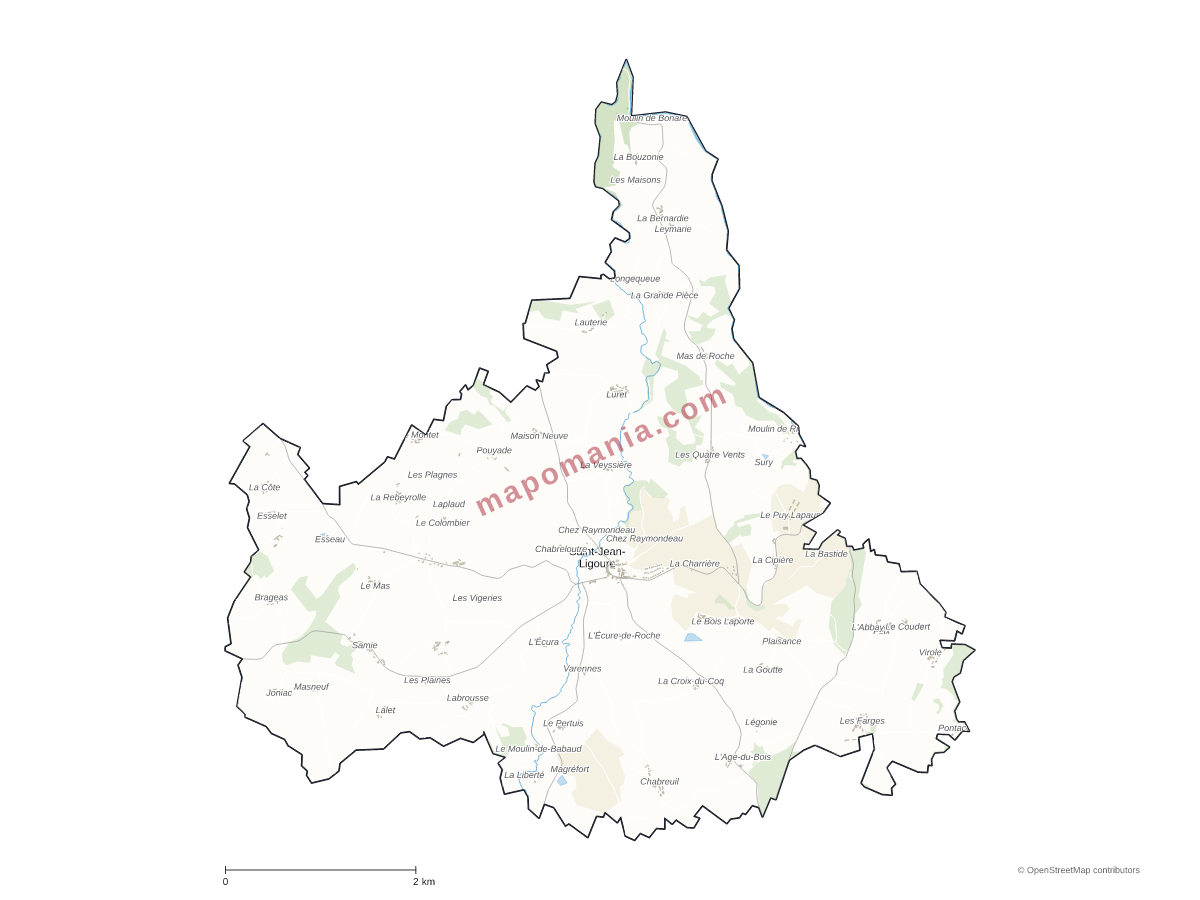 Carte de Saint-Jean-Ligoure à personnaliser