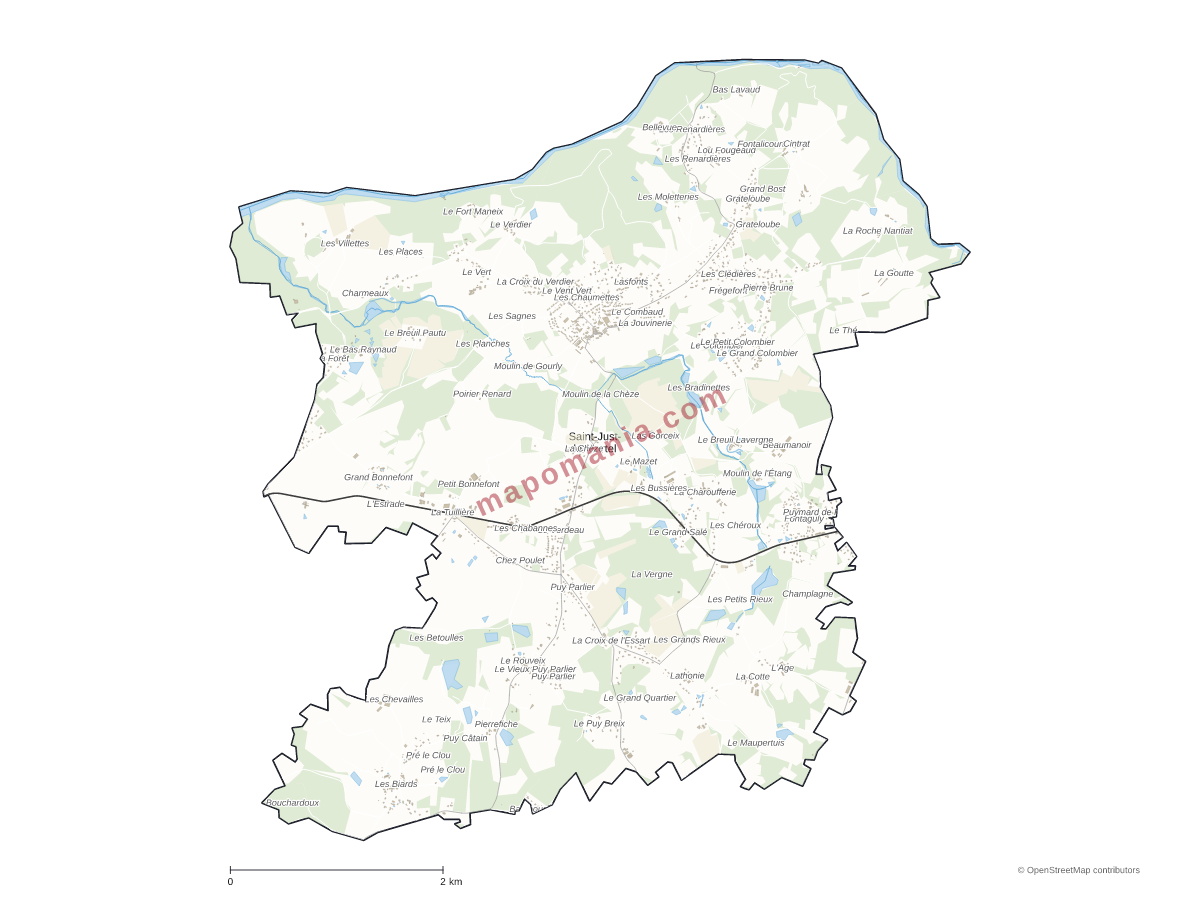 Carte de Saint-Just-le-Martel à personnaliser