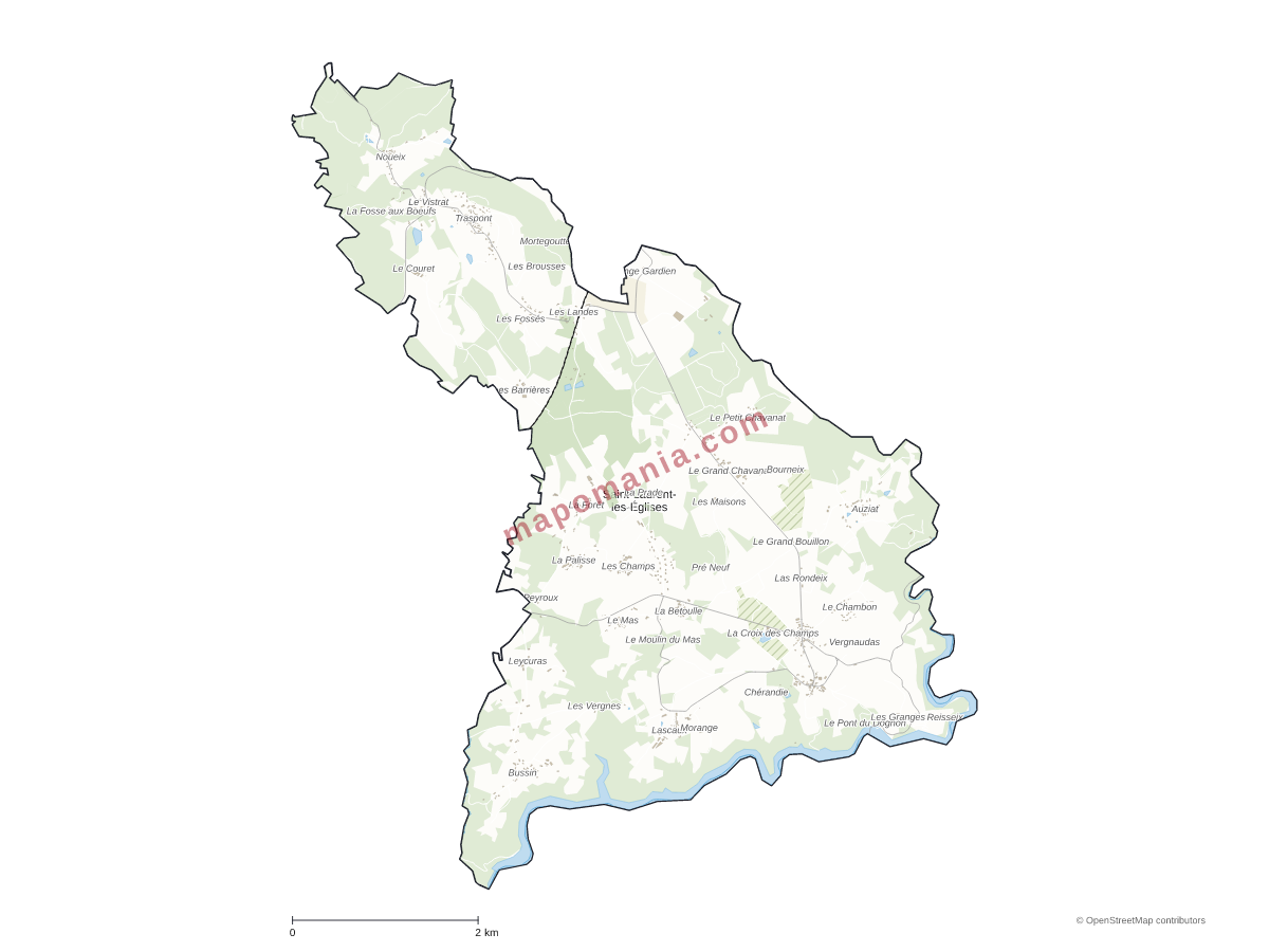 Carte de Saint-Laurent-les-Églises à personnaliser