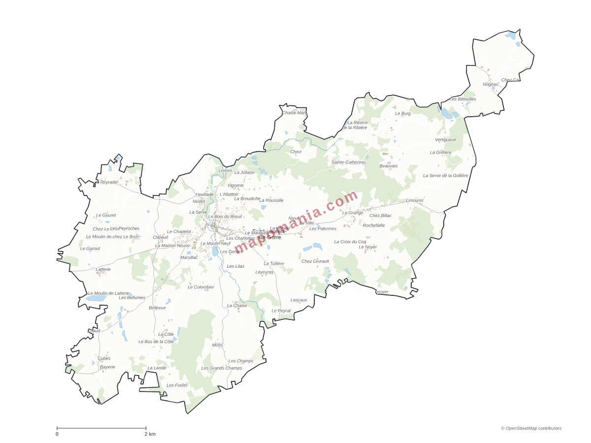 Carte de Saint-Laurent-sur-Gorre à personnaliser