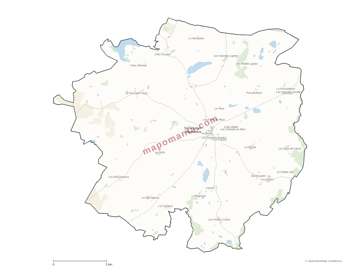 Carte de Saint-Léger-Magnazeix à personnaliser