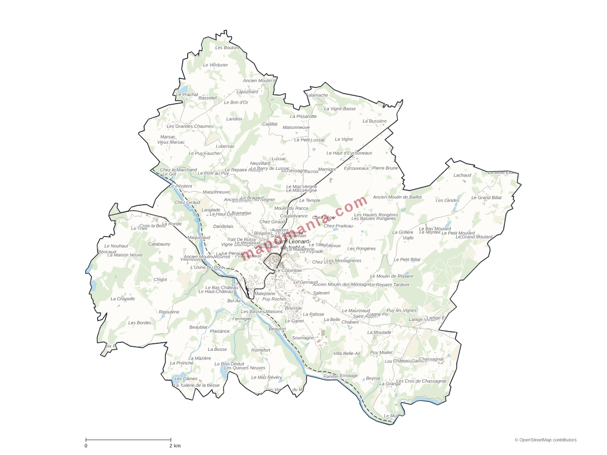 Carte de Saint-Léonard-de-Noblat à personnaliser