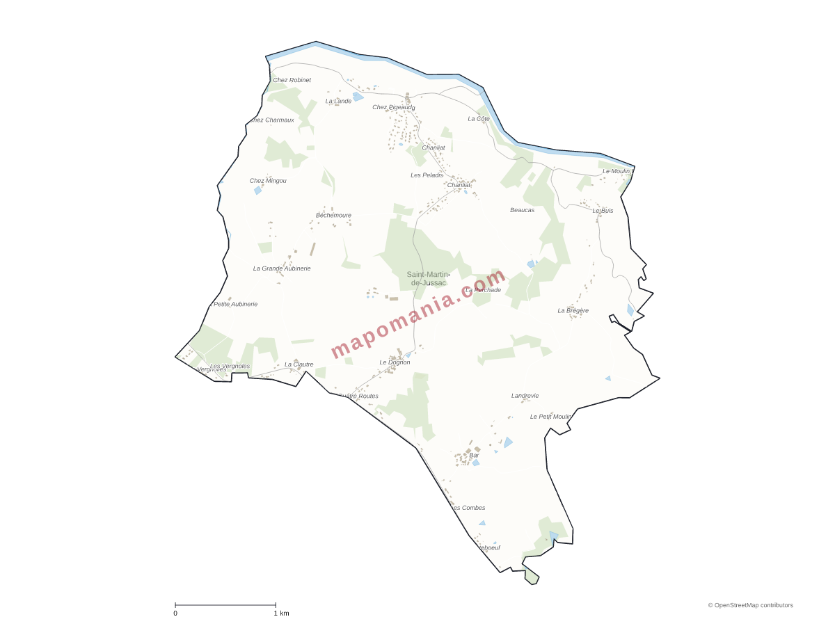 Carte de Saint-Martin-de-Jussac à personnaliser