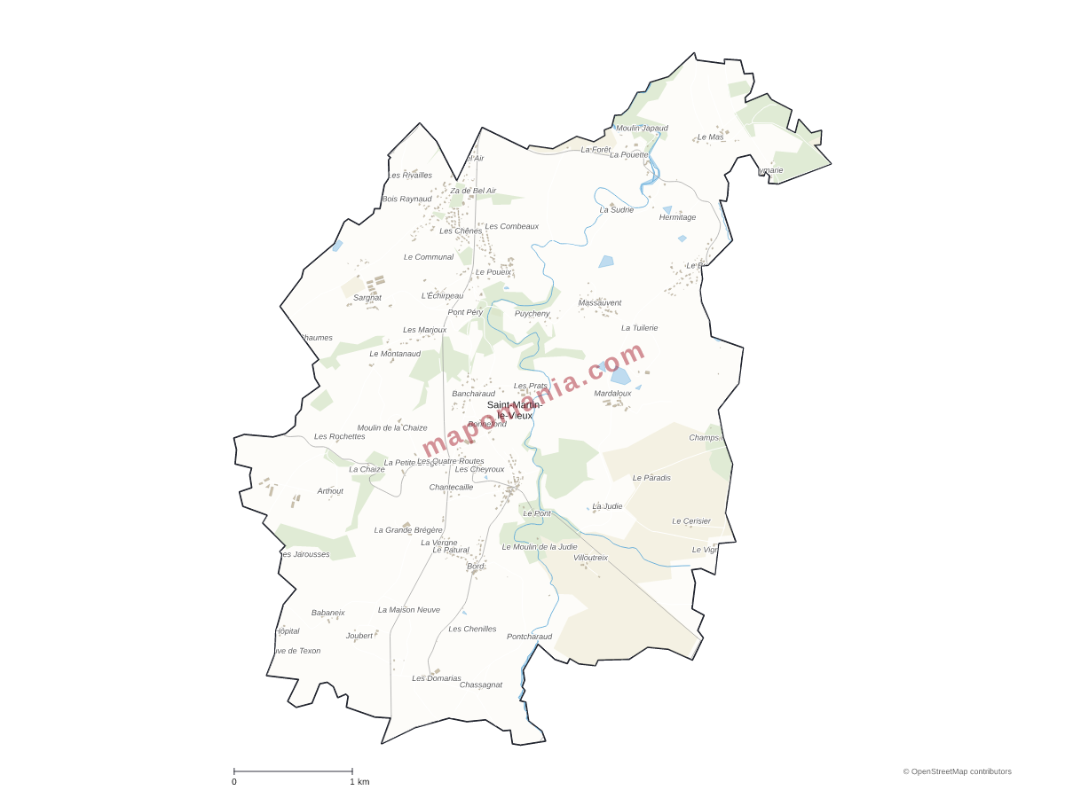 Carte de Saint-Martin-le-Vieux à personnaliser