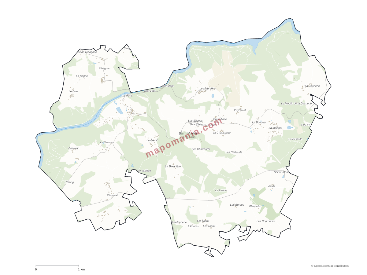 Carte de Saint-Martin-Terressus à personnaliser