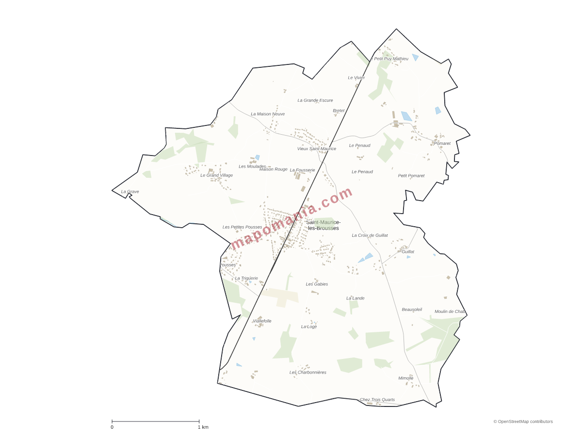 Carte de Saint-Maurice-les-Brousses à personnaliser