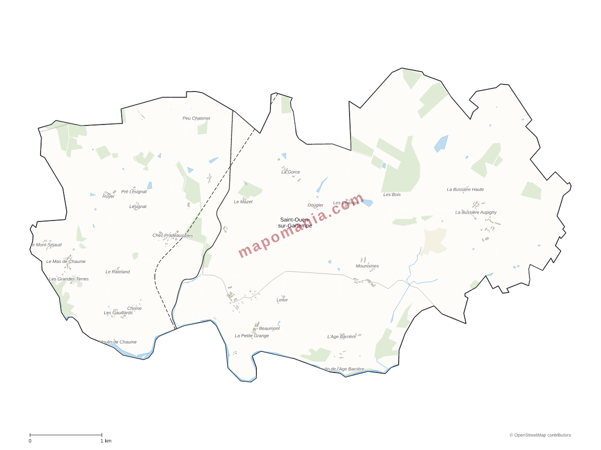 Carte de Saint-Ouen-sur-Gartempe à personnaliser