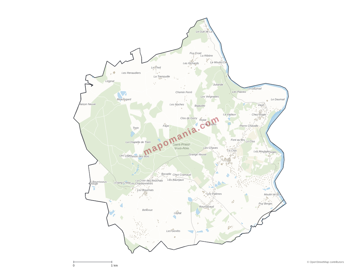 Carte de Saint-Priest-sous-Aixe à personnaliser