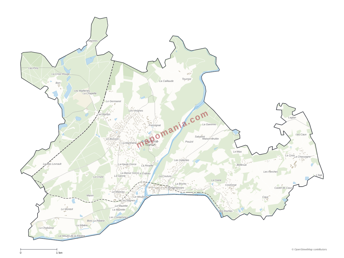Carte de Saint-Priest-Taurion à personnaliser