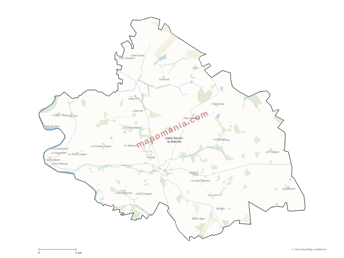 Carte de Saint-Sornin-la-Marche à personnaliser