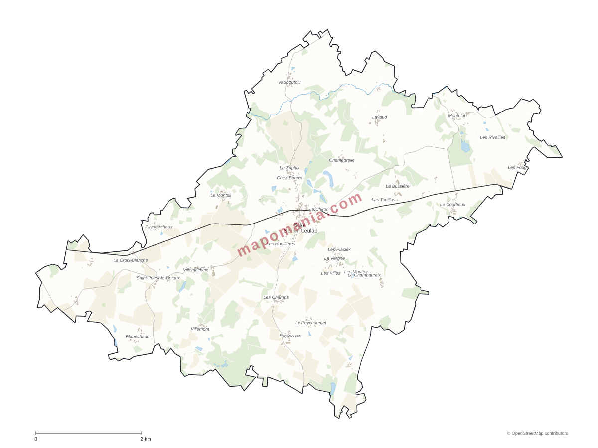 Carte de Saint-Sornin-Leulac à personnaliser