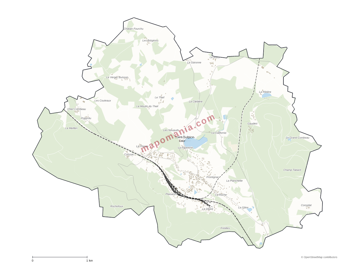 Carte de Saint-Sulpice-Laurière à personnaliser